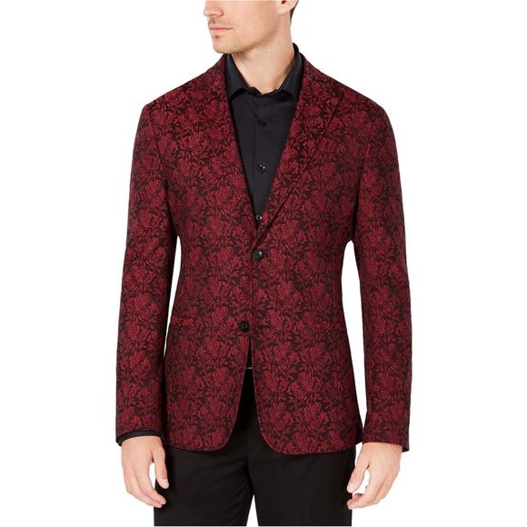 Ryan Seacrest Mens Jacquard Two Button Blazer Jacket, Red, NWT - Picture 1 of 1